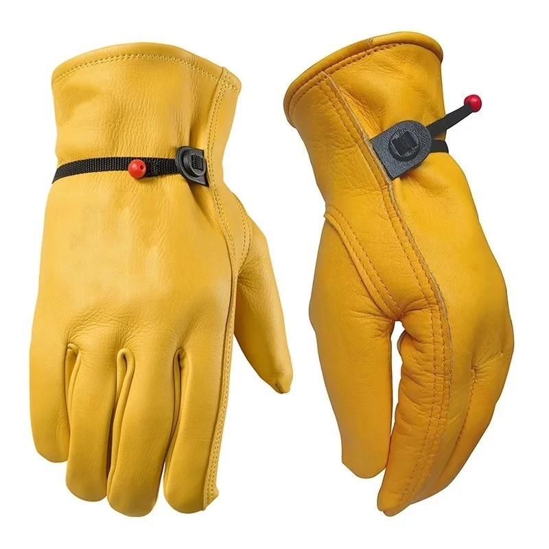 One Pair Wells Lamont Men’s Leather Work Gloves Cowhide Leather, NEW