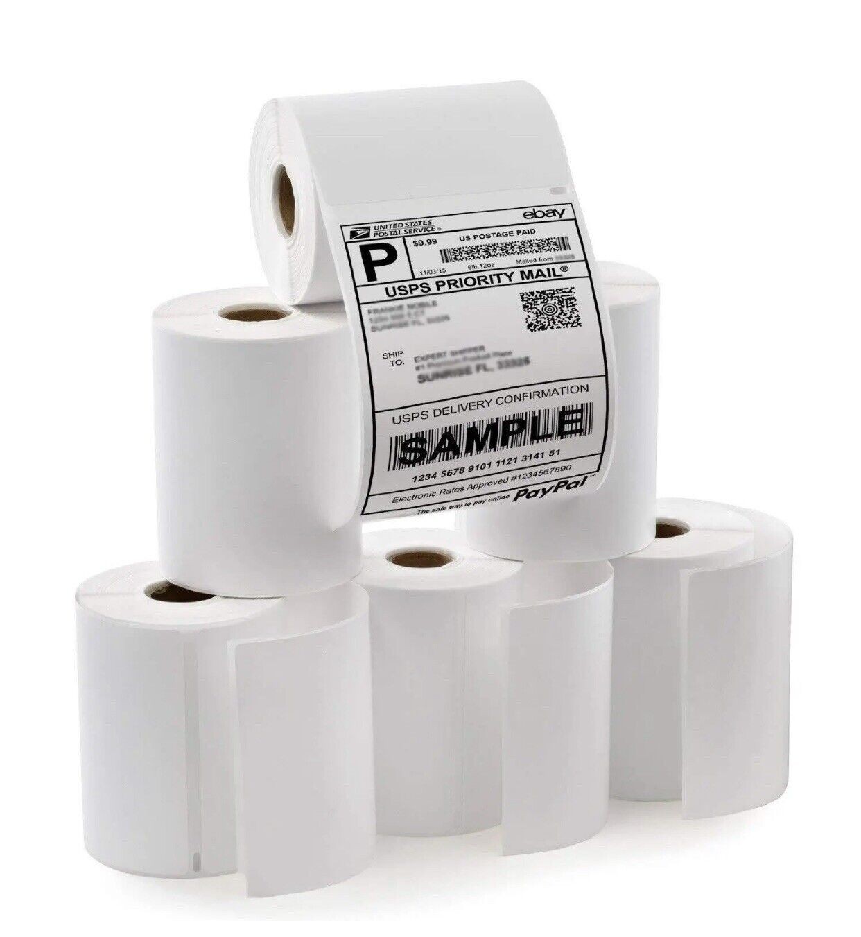 6 Rolls 4″ x 6″ Zebra 2844 Eltron ZP450 Direct Thermal Shipping 1500 Labels