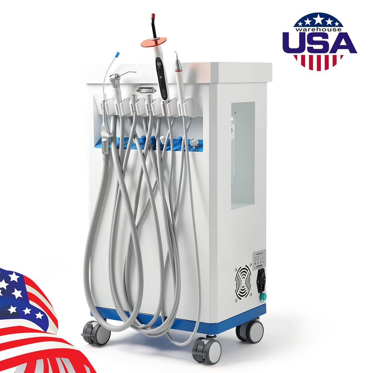 Portable Dental Mobile Delivery Unit with Air Compressor Curing Light Scaler