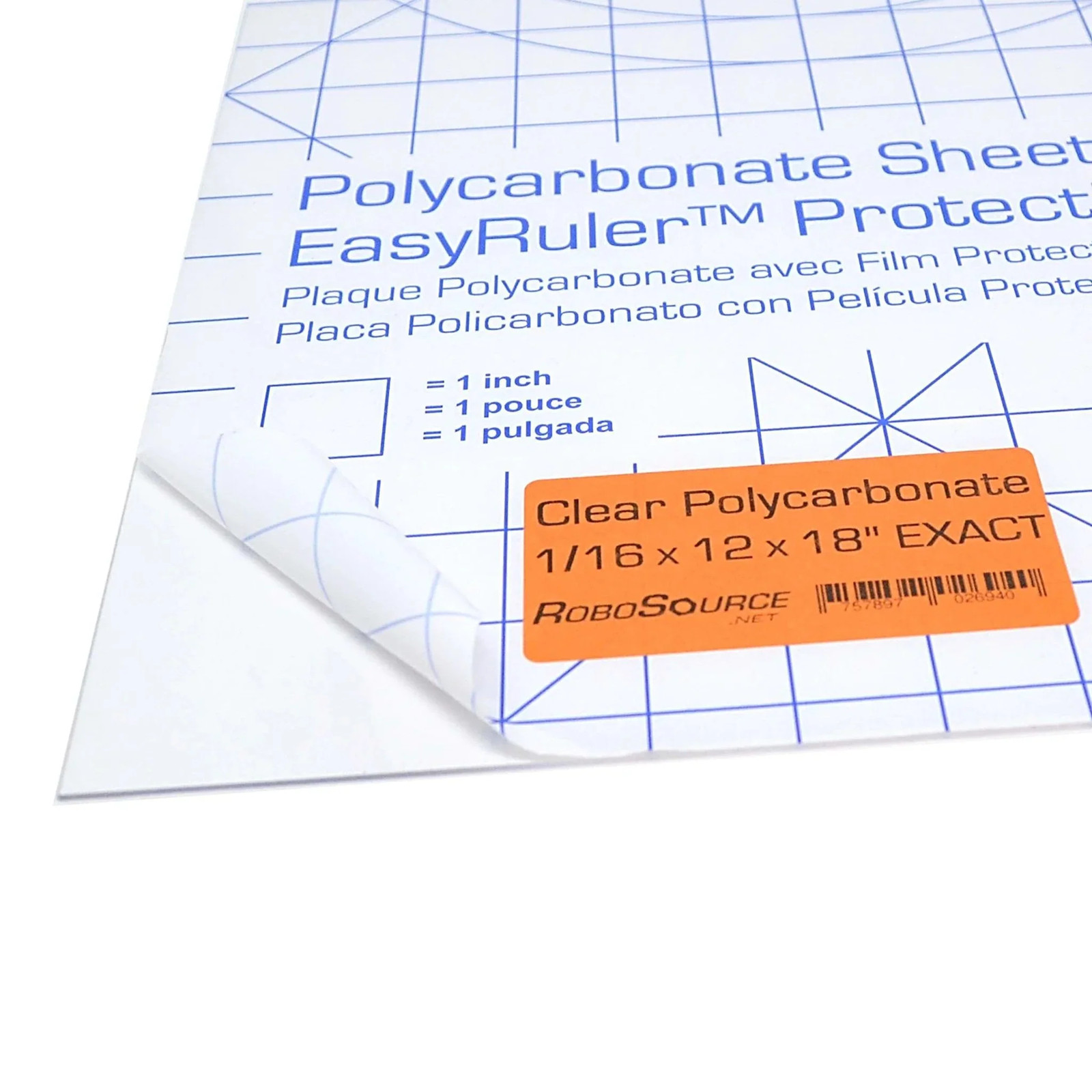 Polycarbonate Clear Plastic Sheet 12 By 18 By One Sixteenth Inch EasyRuler Film