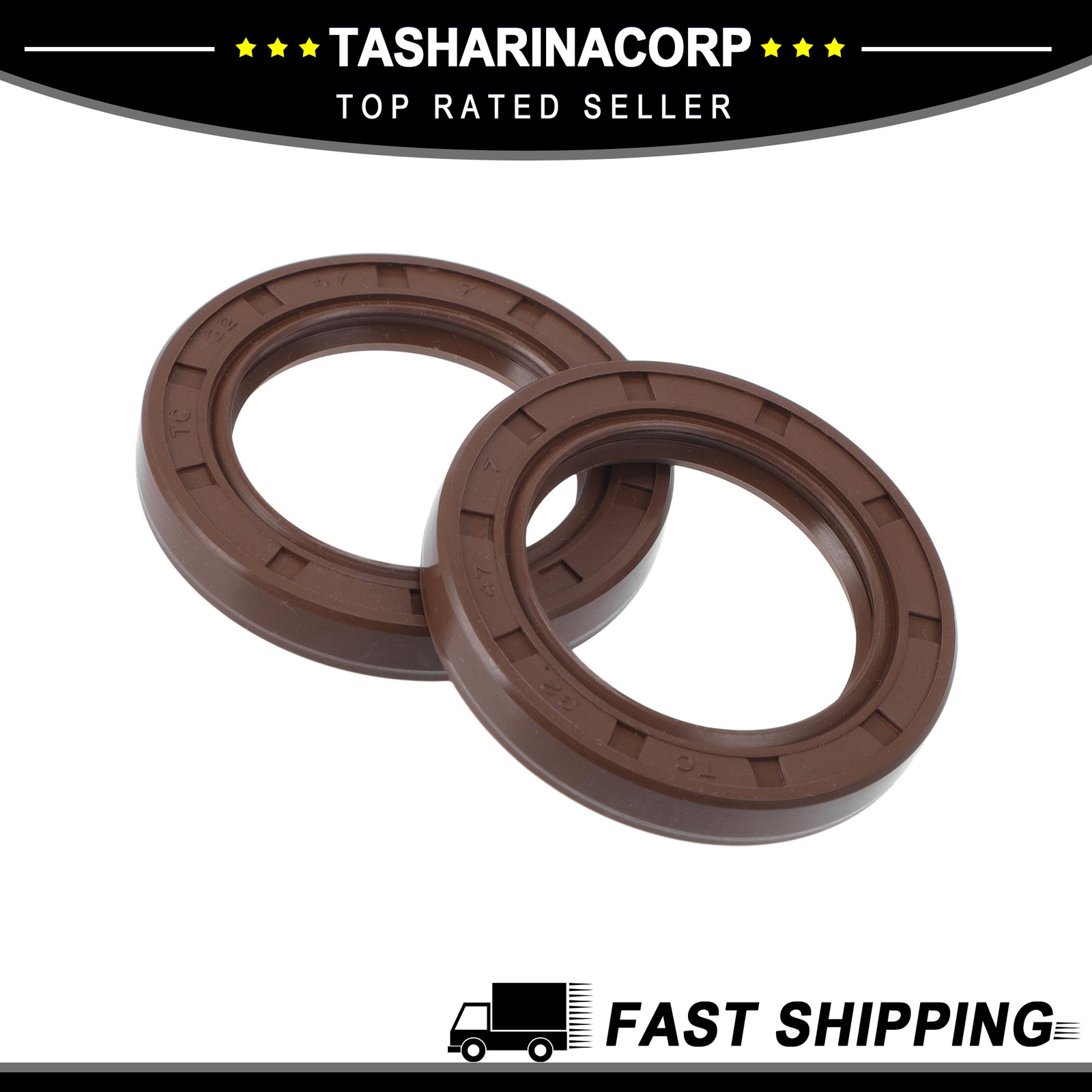 Oil Seal Seal Ring Rotary Shaft Seal FKM Rubber 32x47x7mm Brown 2Pcs