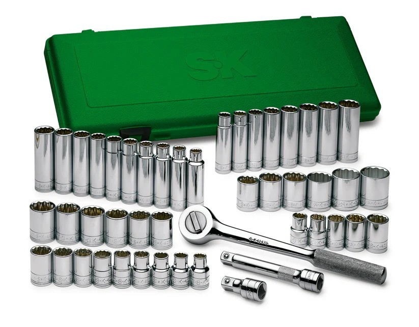 SK Tools 4147 47 Piece 1/2″ Drive 12 Pt Std and Deep SAE and Metric Socket Set