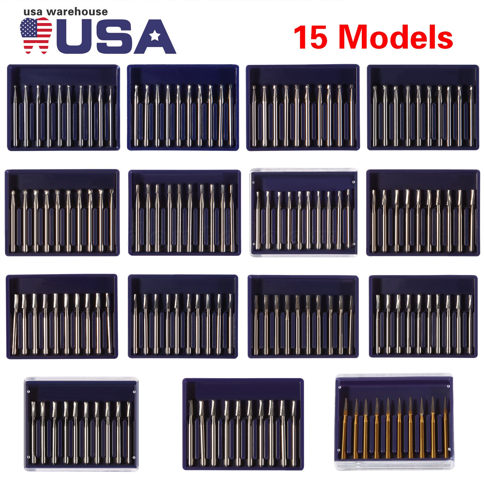 Round Carbide Dental Burs High Speed Handpiece Friction Grip Drill Bits