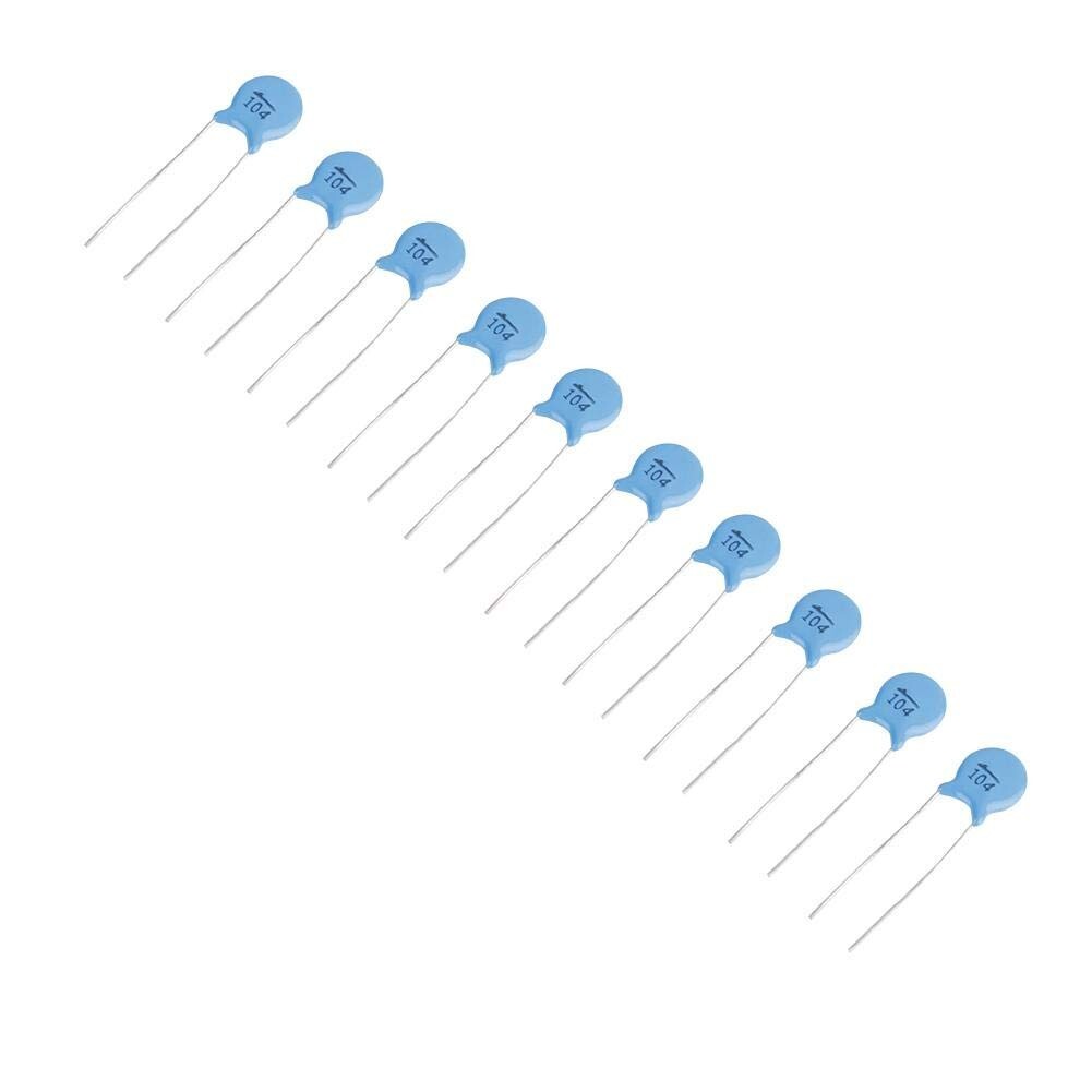 0.1uF (100nF) 500V Ceramic Disc Capacitors – Pack of 10/25/50/100