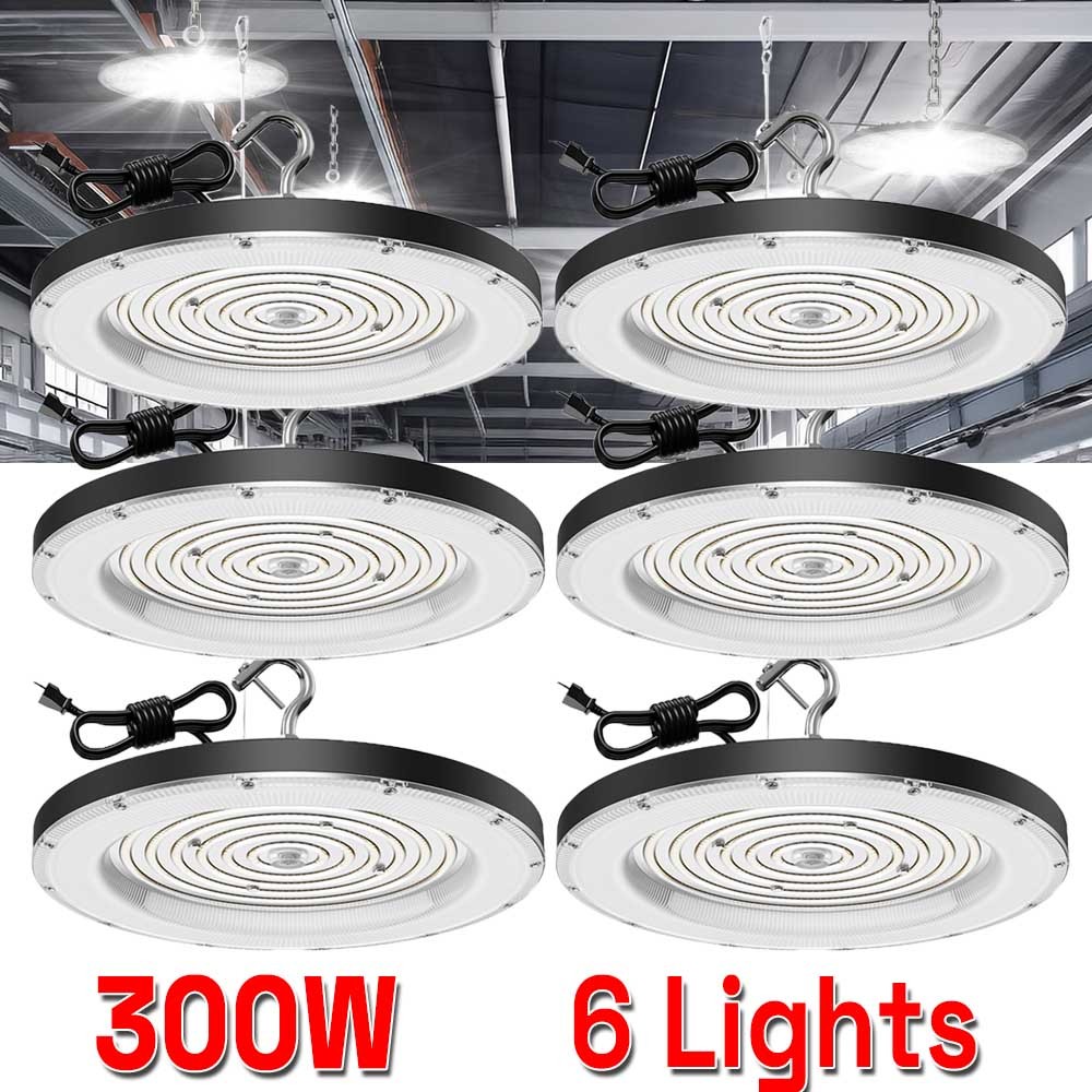 6 Pack 300W UFO Led High Bay Light Commercial Industrial Warehouse Shop Lights