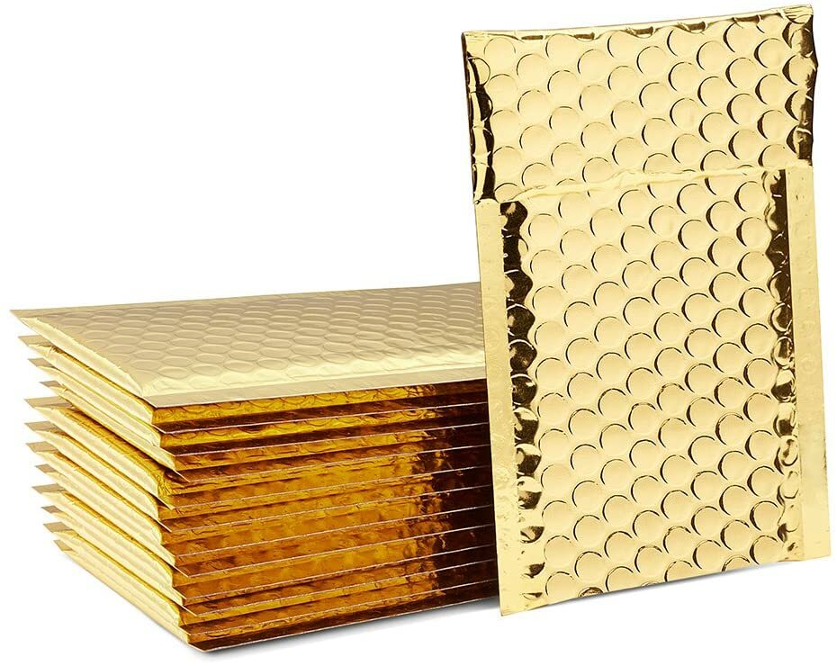 #000 4″x8″ Mettallic Matte MAILERS SHIPPING PADDED BAGS ENVELOPES Gold Metallic