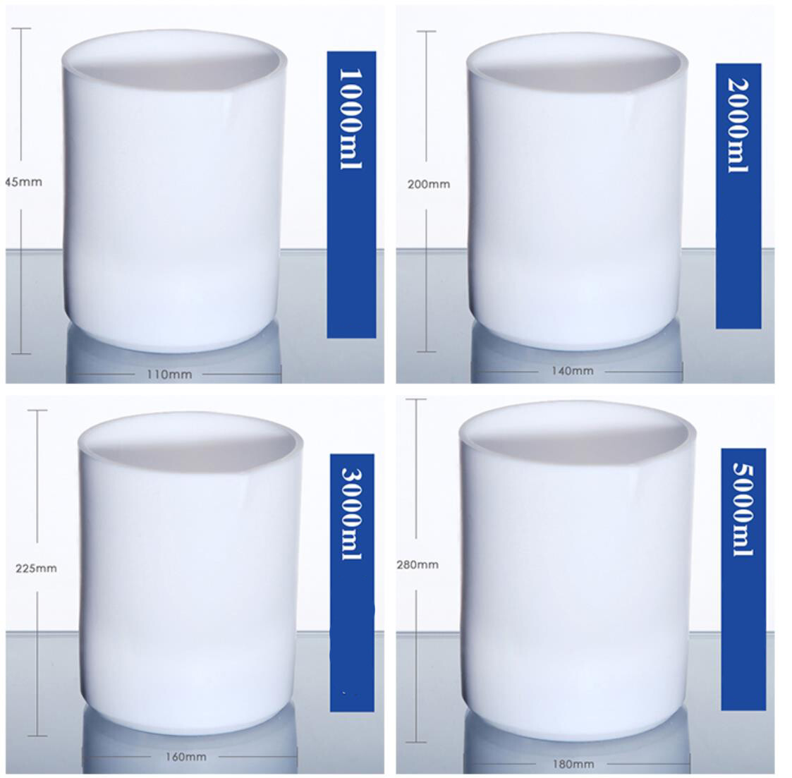 Polytetrafluoroethylene PTFE Measuring Beaker Cup Labware With Cover 30~1000ml