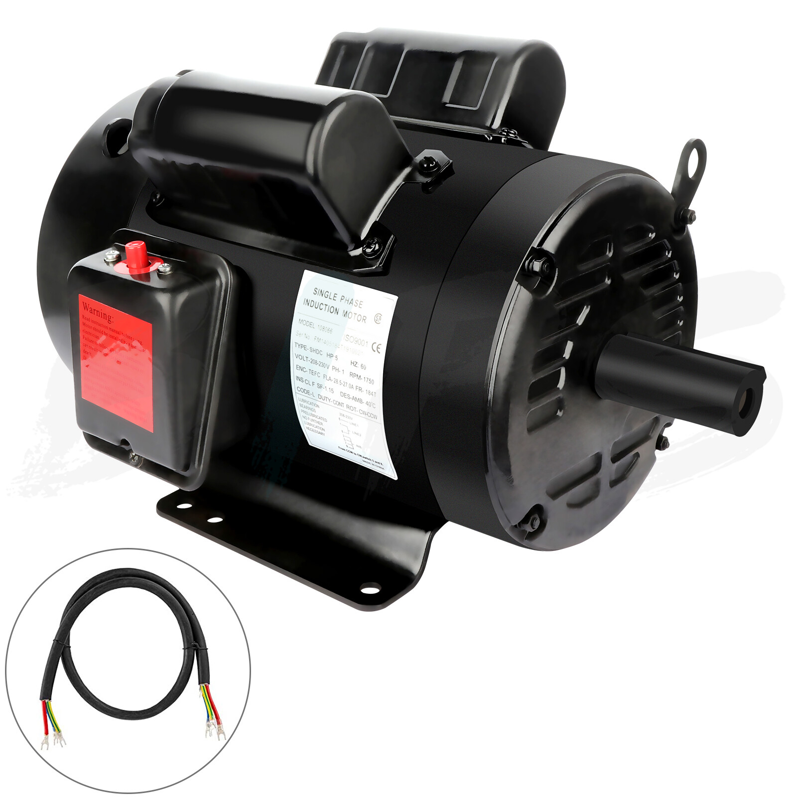 5HP Air Compressor Electric Motor 184T Single Phase 1750RPM TEFC Compressor Duty