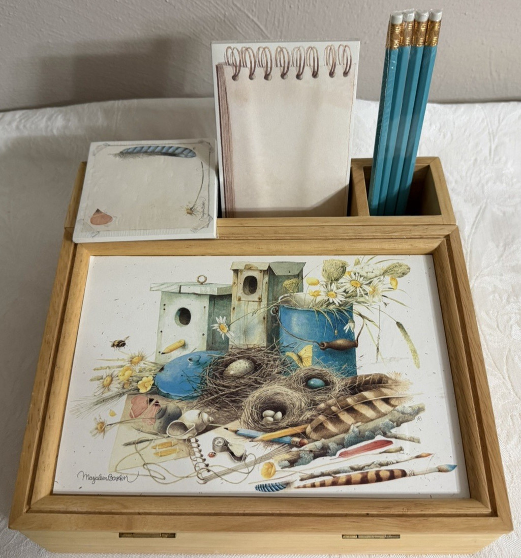 New Hallmark Marjolein Bastin Nature’s Sketchbook stationary desk organizer &