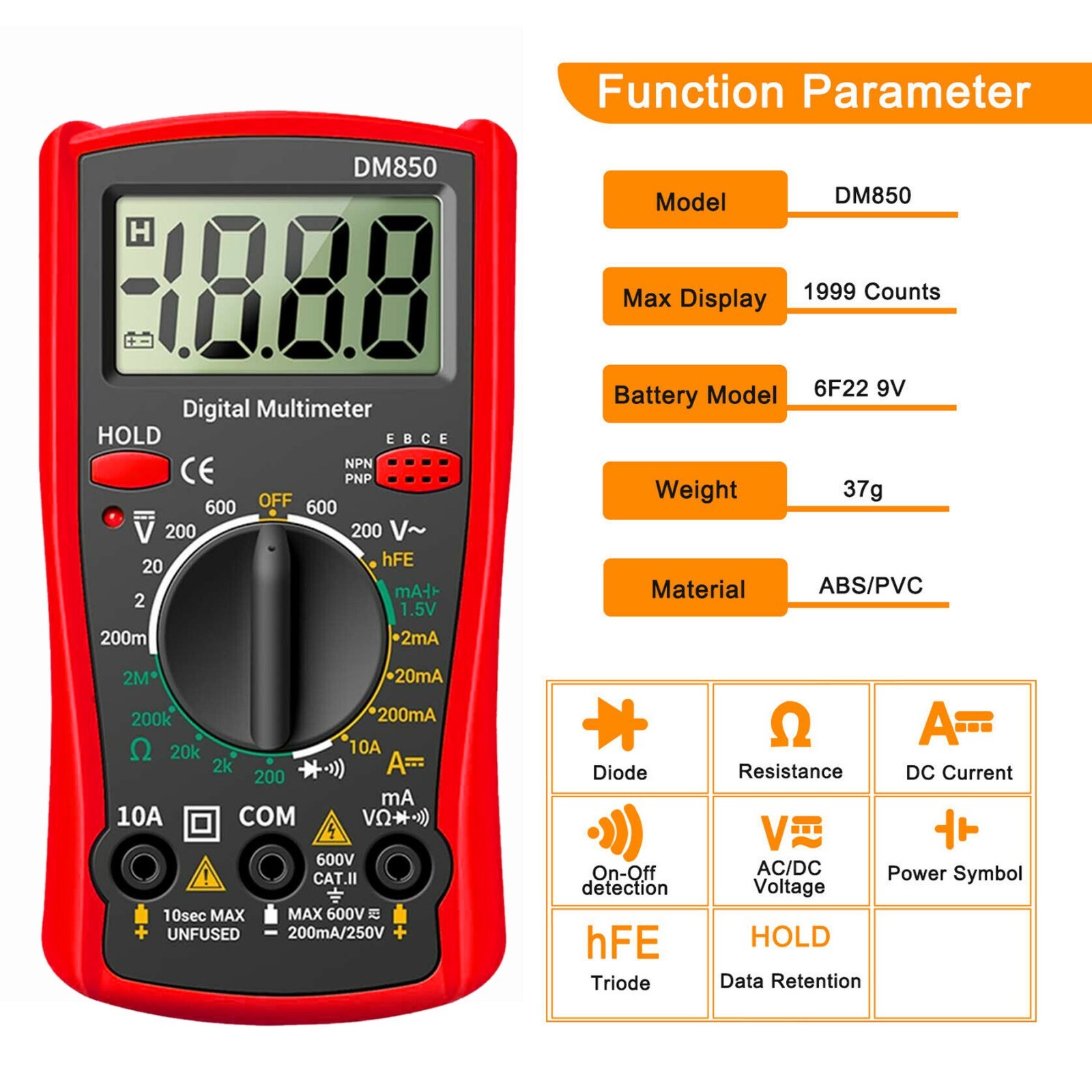 New Digital Multimeter AC DC Voltmeter Ammeter Ohmmeter Volt Tester Meter XL830L