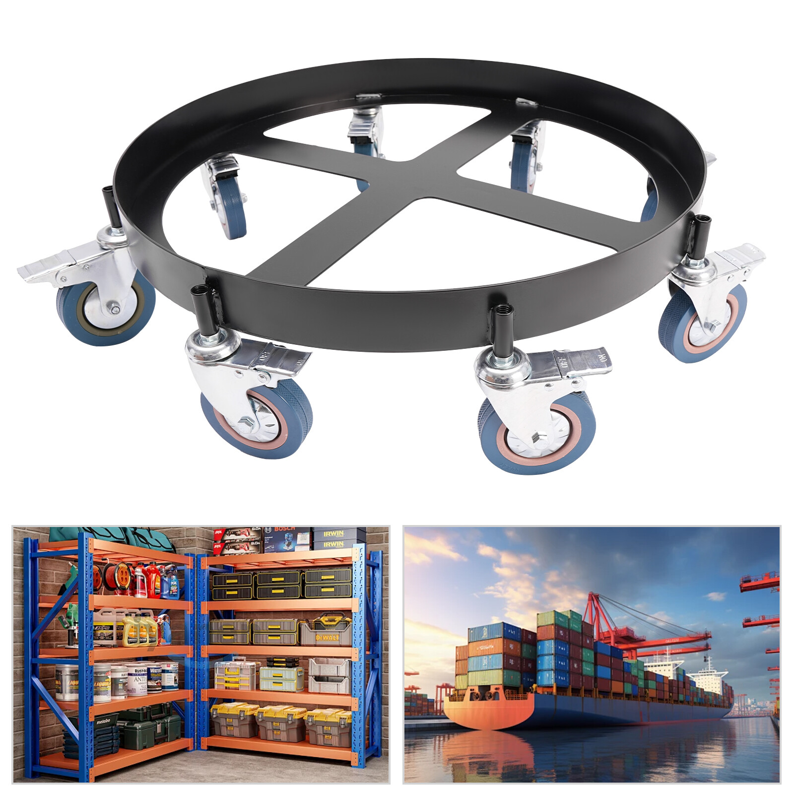 55 Gallon Drum Dolly Barrel Dolly Carts Drum Dolly With 8 Wheels Q235 Steel