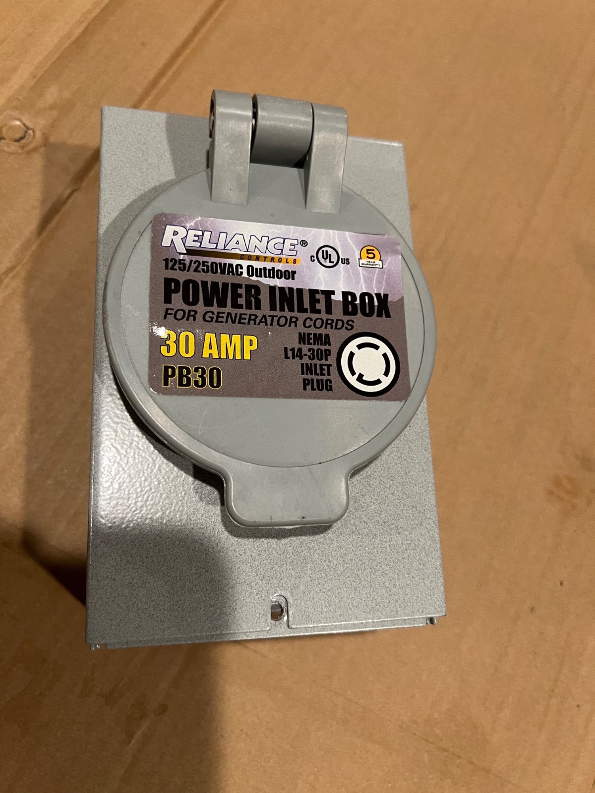 Reliance Controls 125/250VAC Outdoor 30Amp Power Inlet Box – PB30
