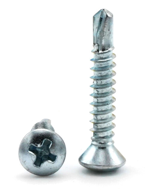 #8 Self Drilling Screws – Zinc Plated Steel Phillips Oval Head TEK – Select Size