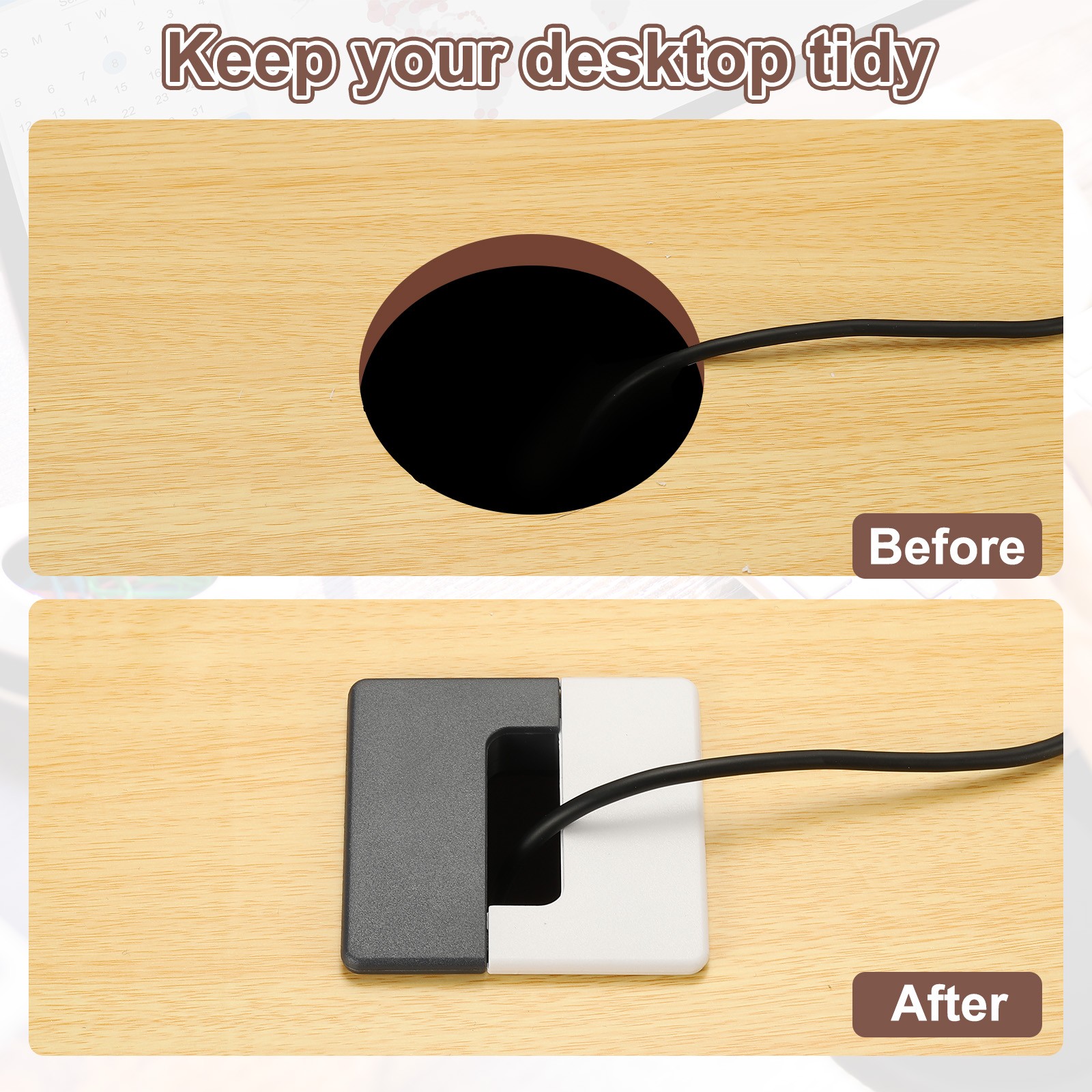 2.4 Inch Desk Grommet, 4Pcs Cable Grommet Hole Cover, Black