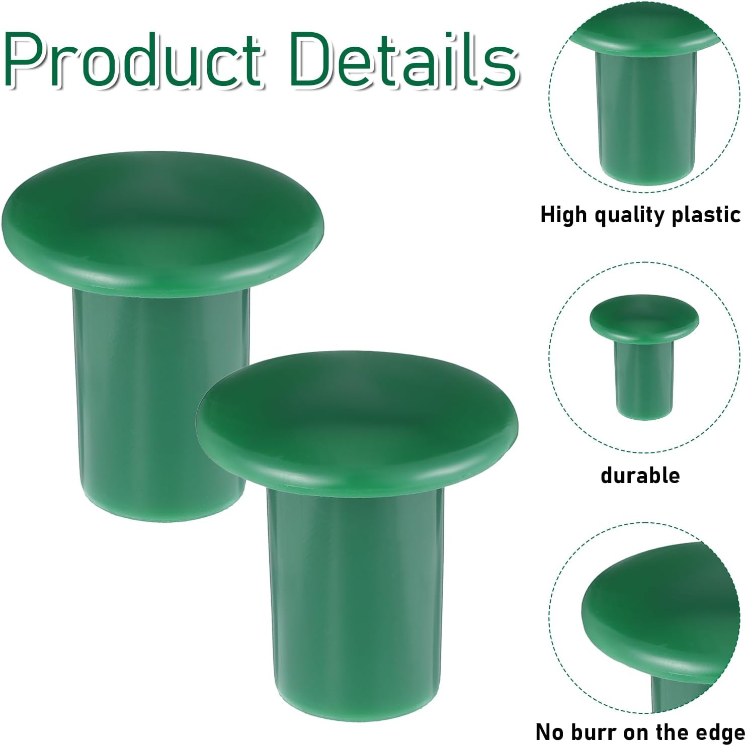 1.18X1.18X0.63 in 12PCS Rebar Caps, Mushroom Rebar End Caps Green Plastic Safety