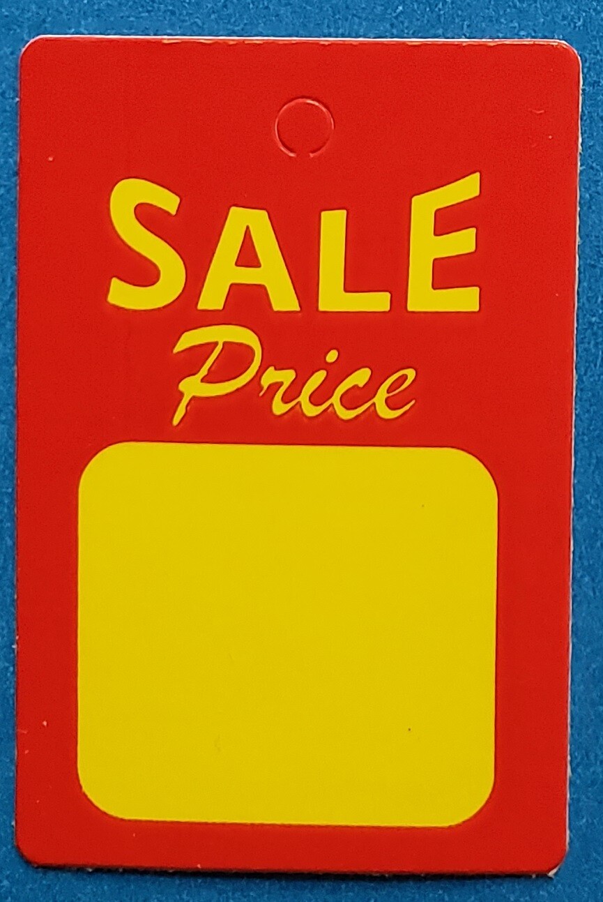 Unstrung Price Tags RED WHITE YELLOW Small Retail Sale Merch Coupon No String