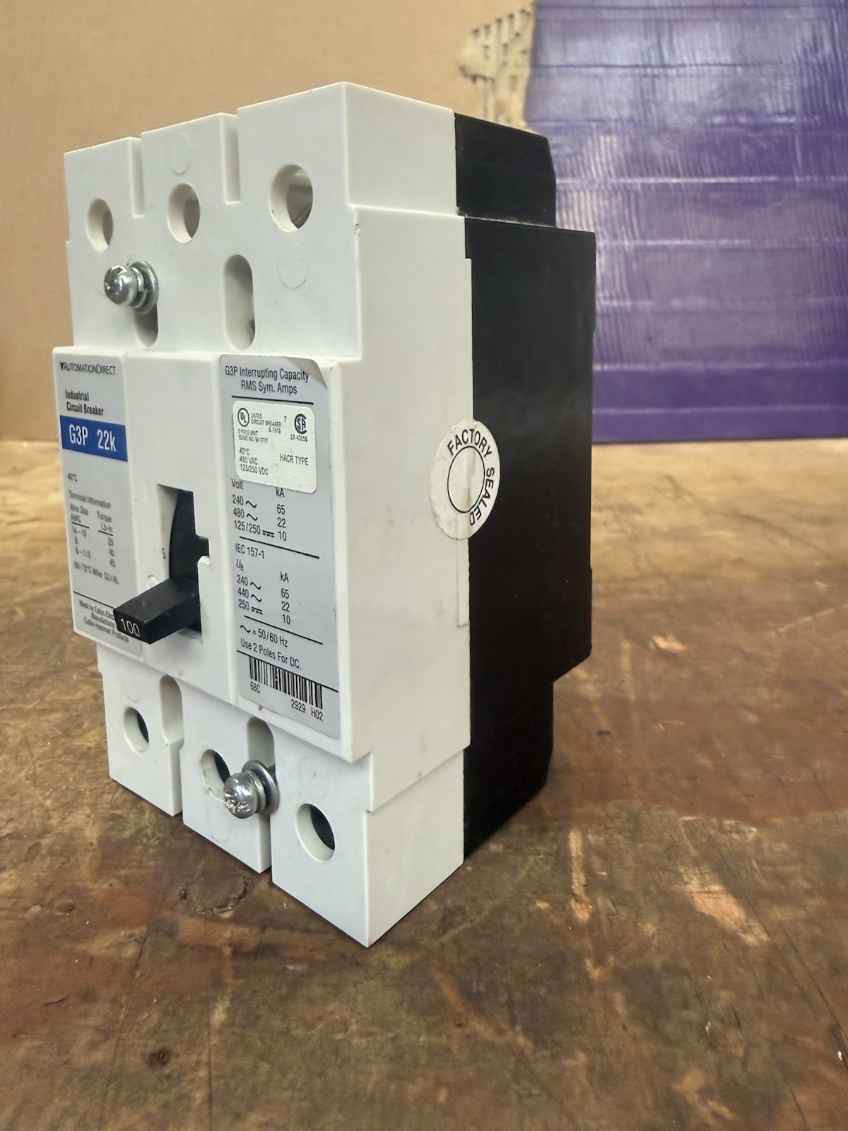 Automation Direct, G3P 22k 100Amp, Industrial Circuit Breaker, 100Amps, 3 Poles