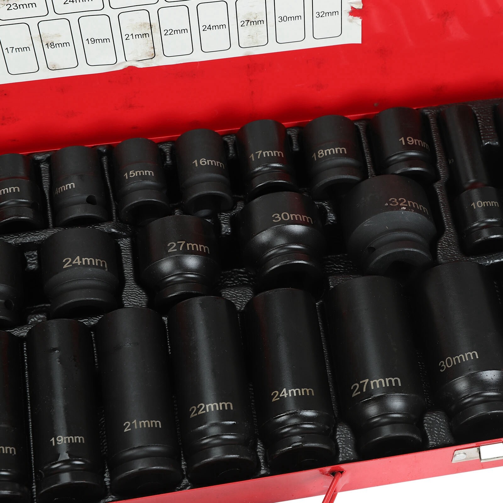 35pcs 1/2 Inch Drive Deep Impact Socket Tool Set Metric Garage Workshop Tools