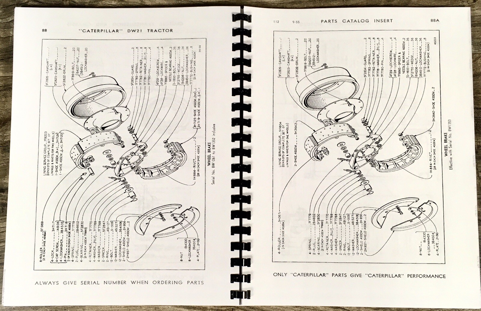 Parts Manual For Caterpillar DW21 Scraper Catalog Book 8W1061-8W1720 Inclusive