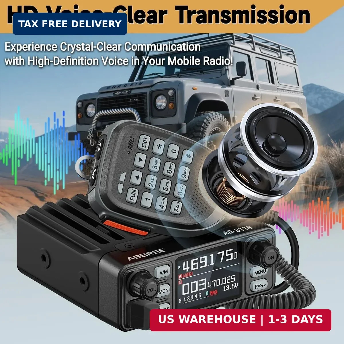 AR-8118 GMRS Mobile Radio, 25W Long Range GMRS Repeater Capable Base Station,…