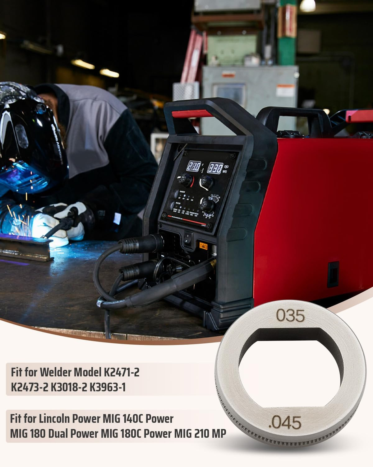 Drive Roll Fit for Lincoln MIG Welder, Replace KP2529-3, .035-.045 V-Knurled Dri