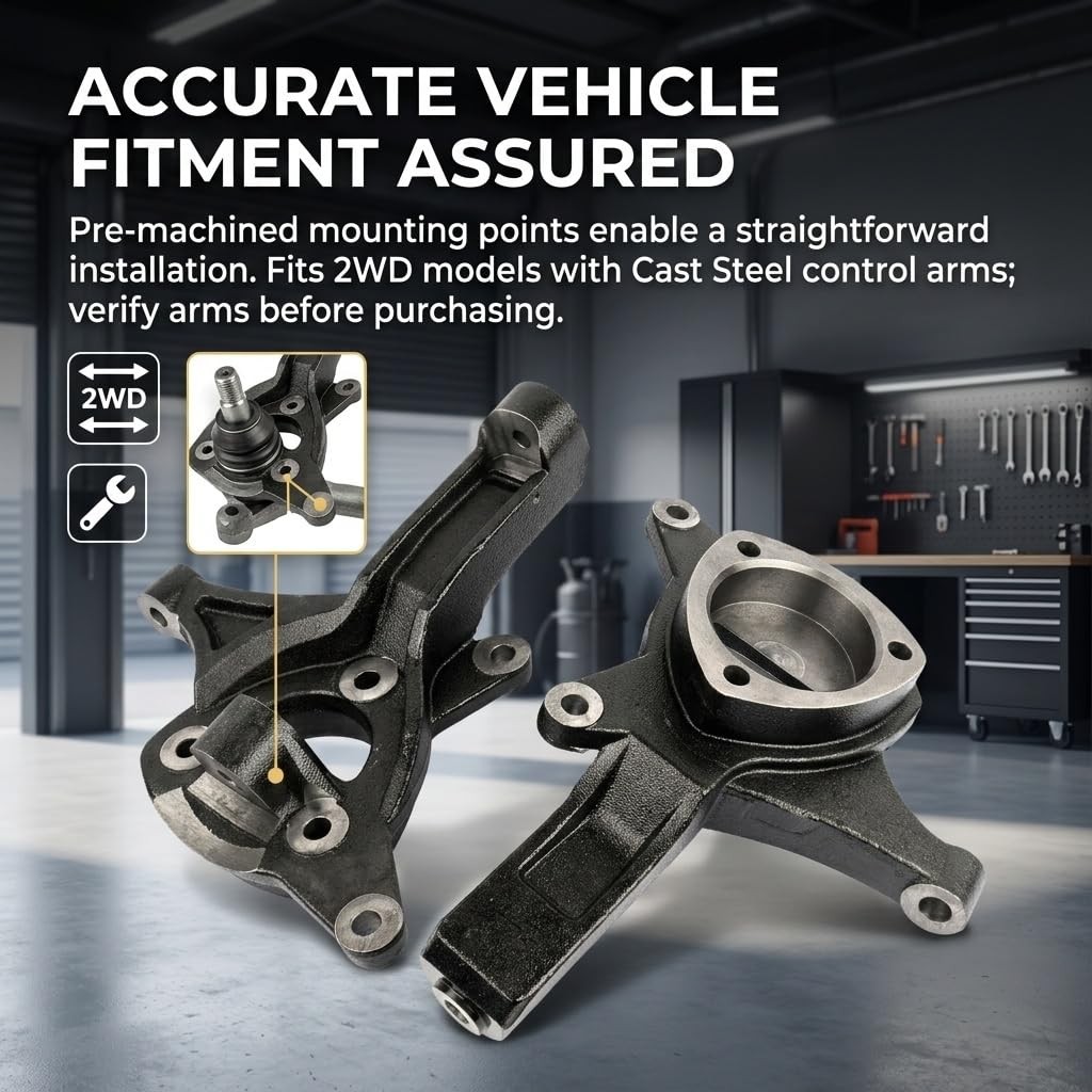 Pair 4.5 Inch Lift Spindles Knuckles 2WD for 07-17 Silverado 1500 Tahoe Suburban