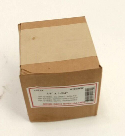 Gene Rich 19SNW 1/4″ x 1-3/4″ BP Steel Closet Bolts Nuts & Oval Washers 100 each