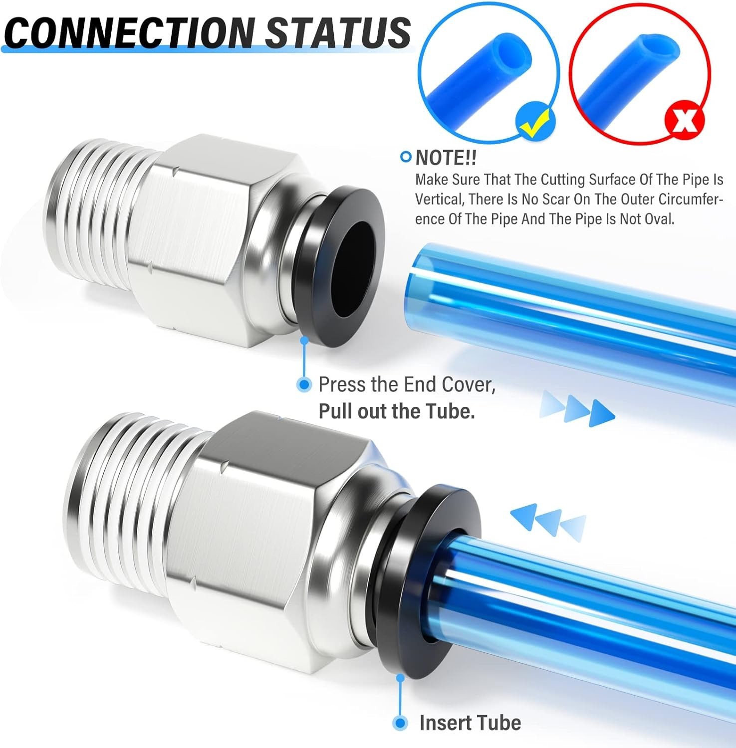 Compact 6mm OD x 1/8″ NPT Push-to-Connect Fittings – Copper & Plastic
