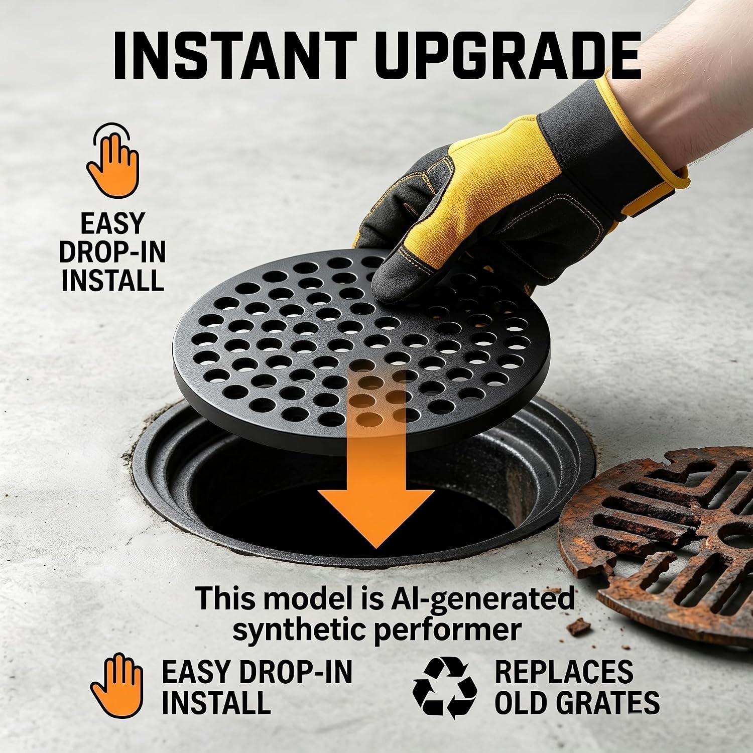 4.72 Inch (120mm) Round Cast Iron Floor Drain Cover, Garage Drain Cover, Basemen