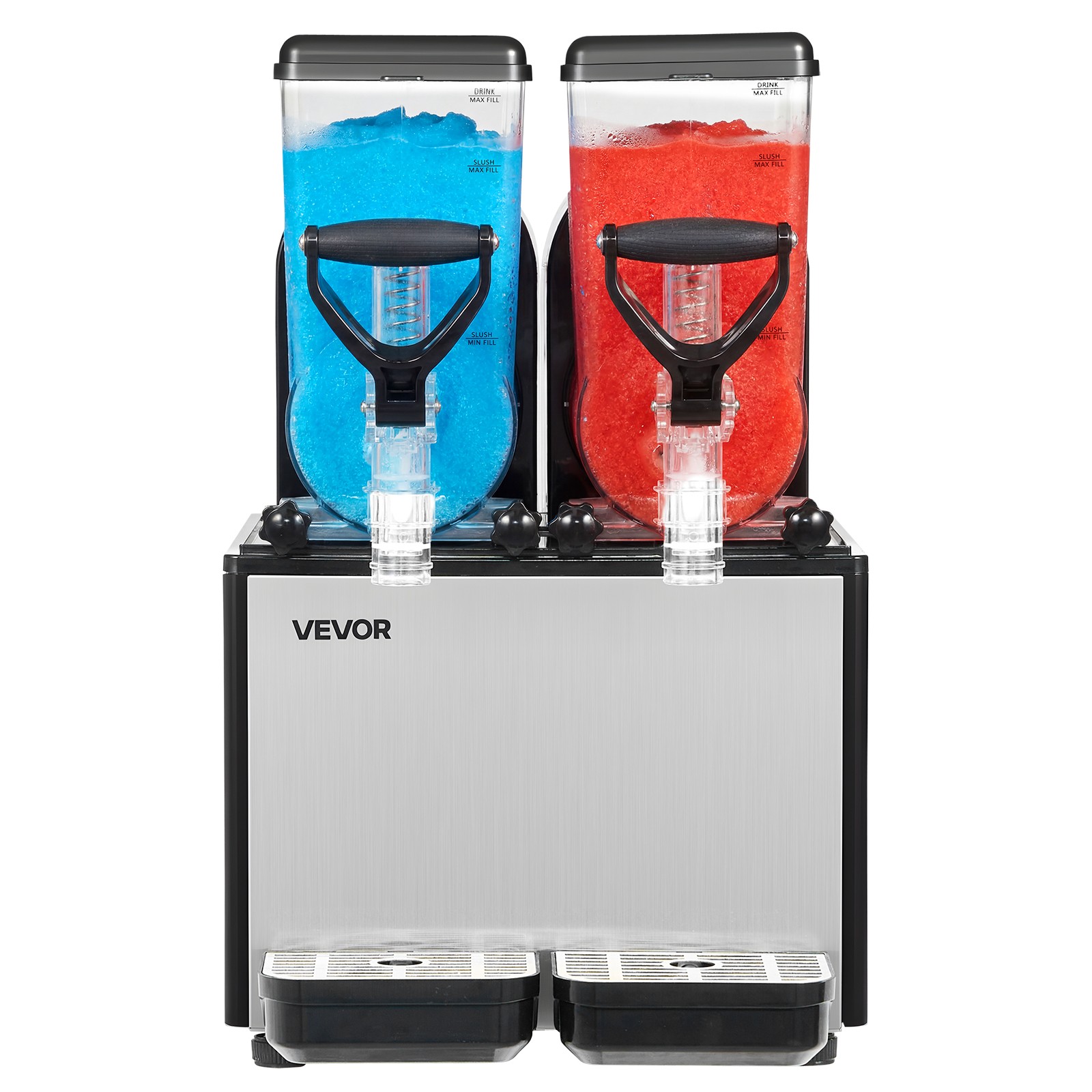 VEVOR Slushie Machine No Ice Needed Frozen Drink Maker Dual 6L/1.6 GAL Tanks