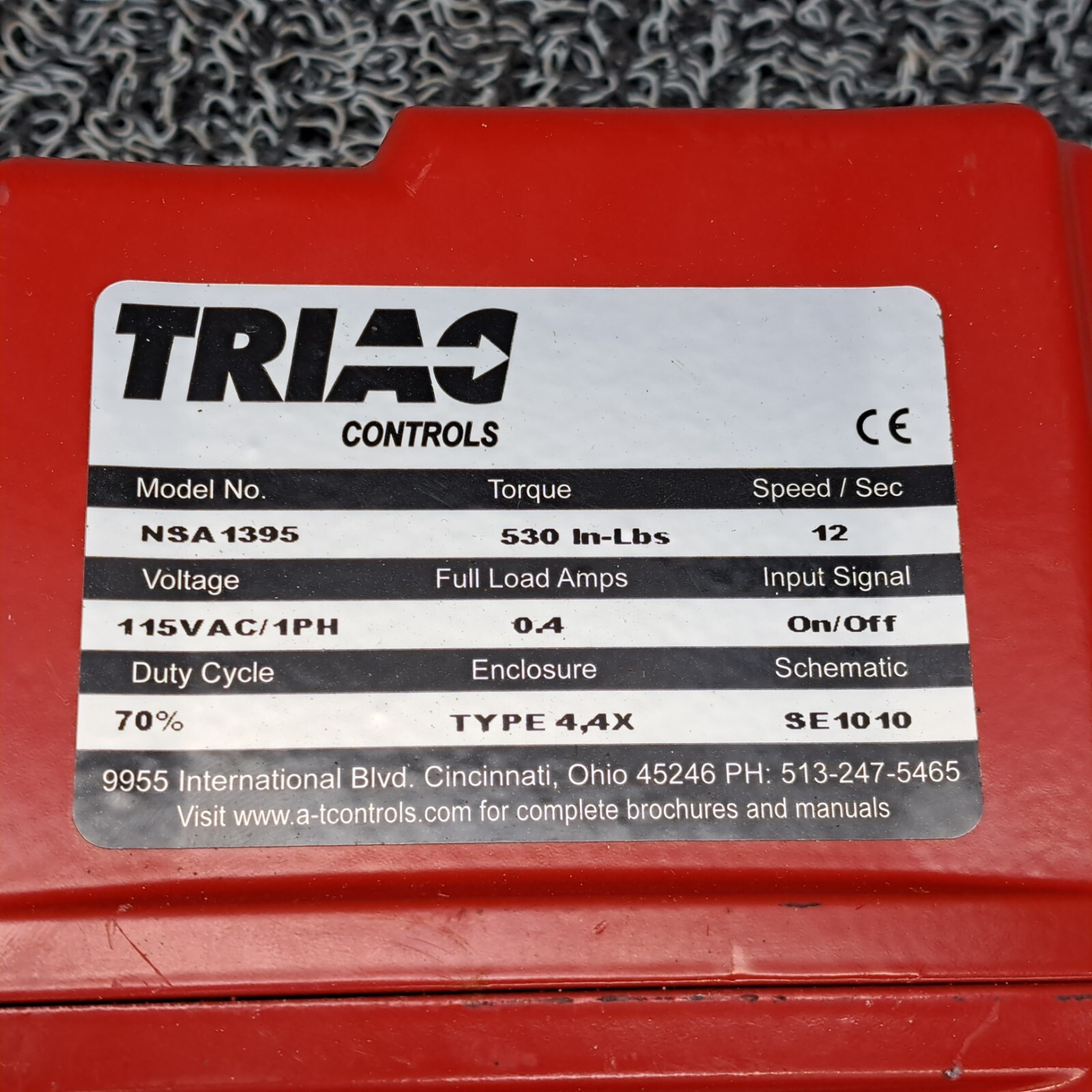 TRIAC Controls NSA 1395 / WE-500 Electric Actuator 115 Used