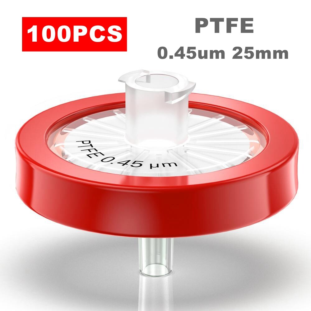 100pcs Lab PTFE Needle Filter 0.45μm,25mm Hydrophobic Syringe Filters Disposable
