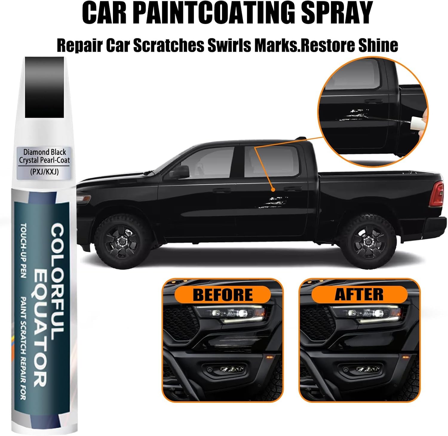 Diamond Black Crystal Pearl~Coat Touch Up Paint for Dodge Ram