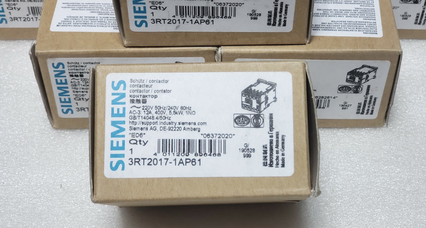 Siemens 3RT20171AP61 CONTACTOR, 5.5KW/400V, 1NO, AC 220V 50HZ 240V 60 HZ, 3-Pole