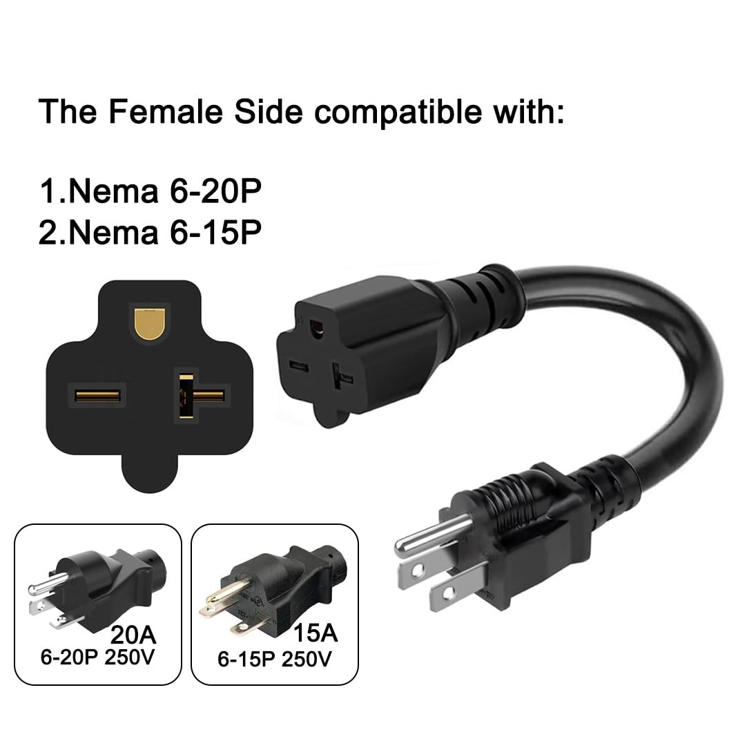 AplysiaTech NEMA 5-15P to NEMA 6-20R EV Charger Adapter EV Conversion Adapter…
