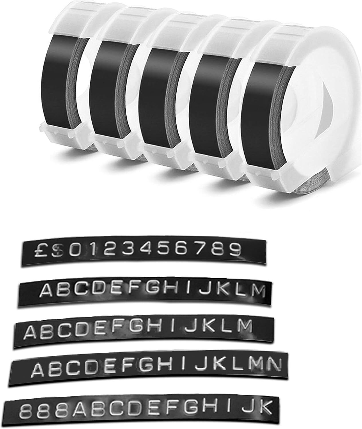 5PK Dymo 3D Embossing Label Tape 9mm for Dymo Organizer Xpress Label Maker 3/8″
