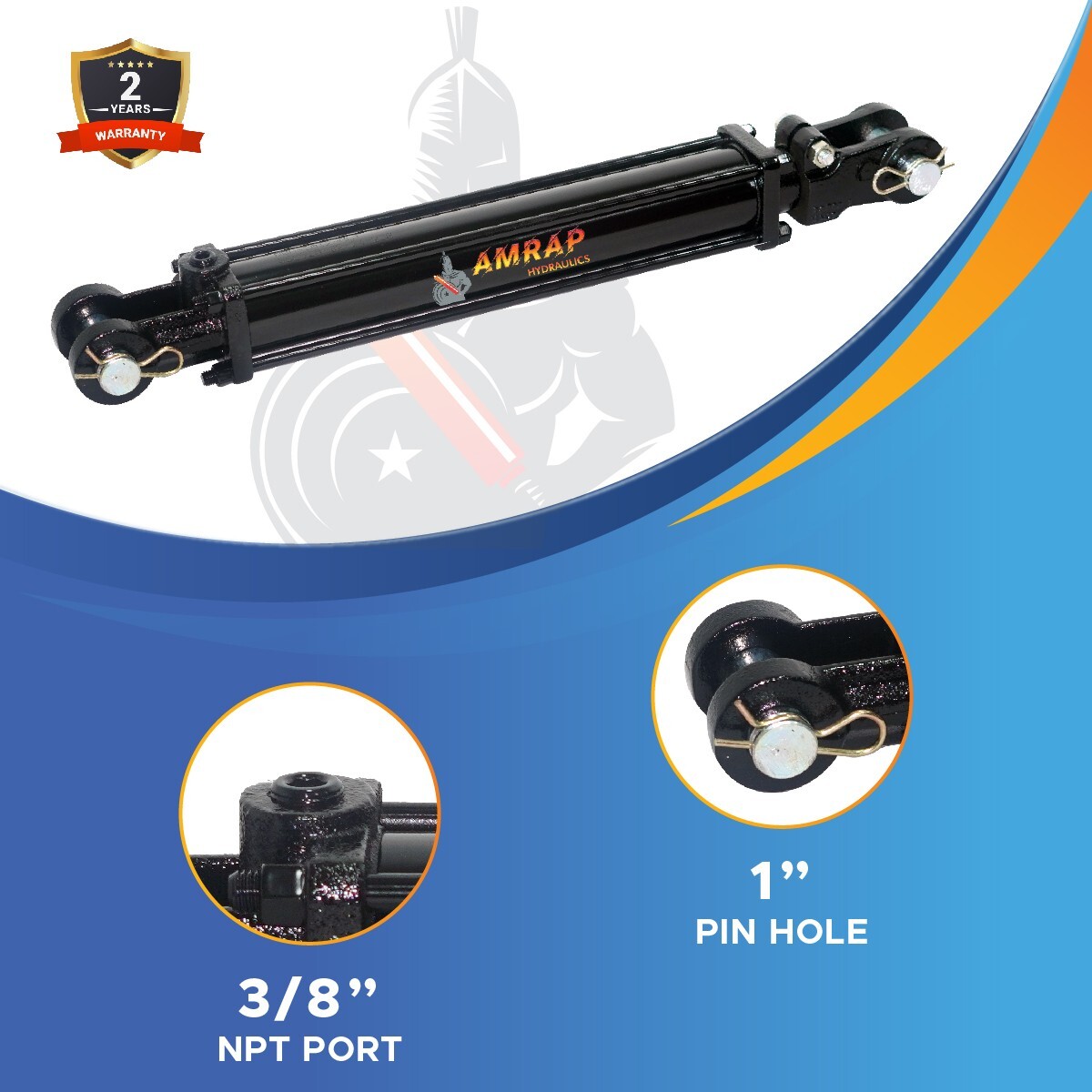 2.5×16 Hydraulic Cylinder 2.5″ Bore 16″ Stroke Double Acting Tie-Rod Cylinder