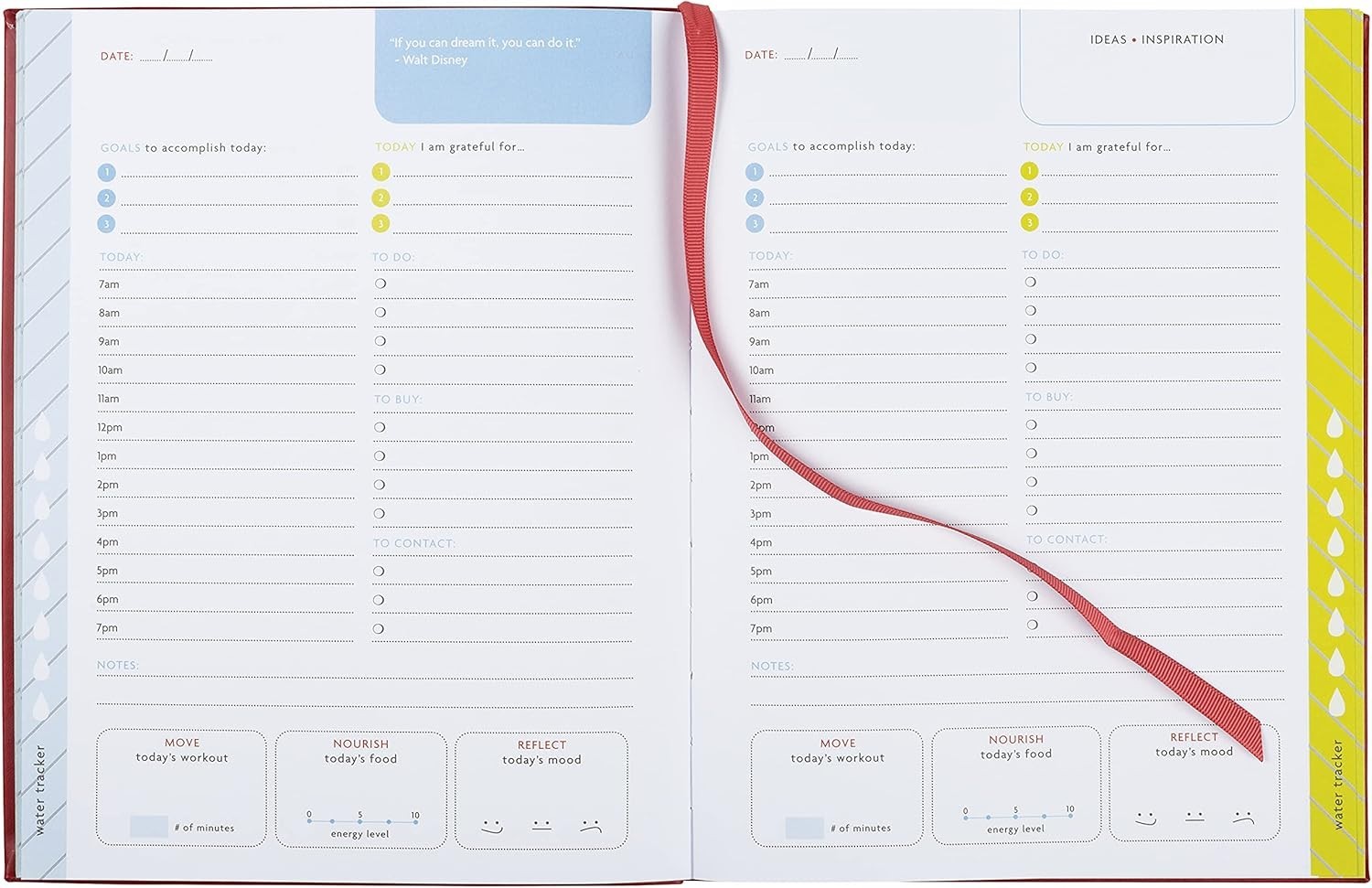 Fitlosophy Six Month Undated Daily Planner Journal Set Goals Be Grateful Inspire