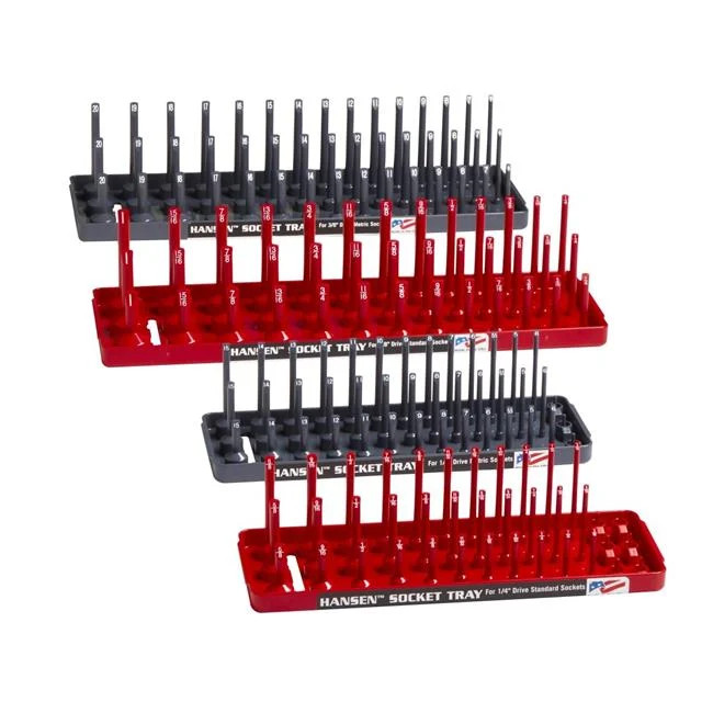 Hansen Global HA92003 Socket Holders – 3-Row Red & Grey – Pack of 4