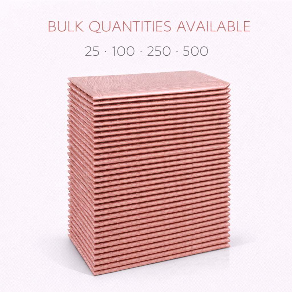 6.5×10 Metallic Rose Gold Poly Bubble Mailers Padded Self Seal Shipping