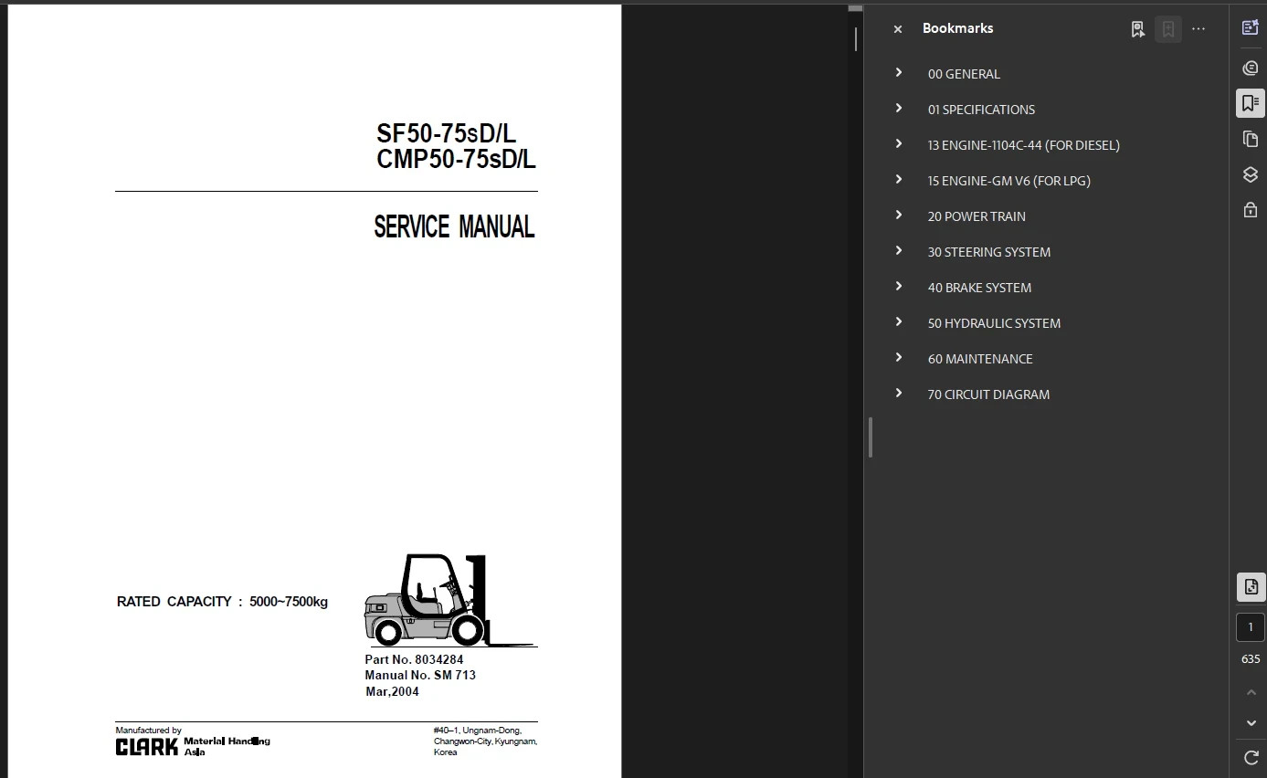 CLARK CMP50L FORKLIFT OPERATORS SERVICE REPAIR SHOP MANUAL PDF ON USB