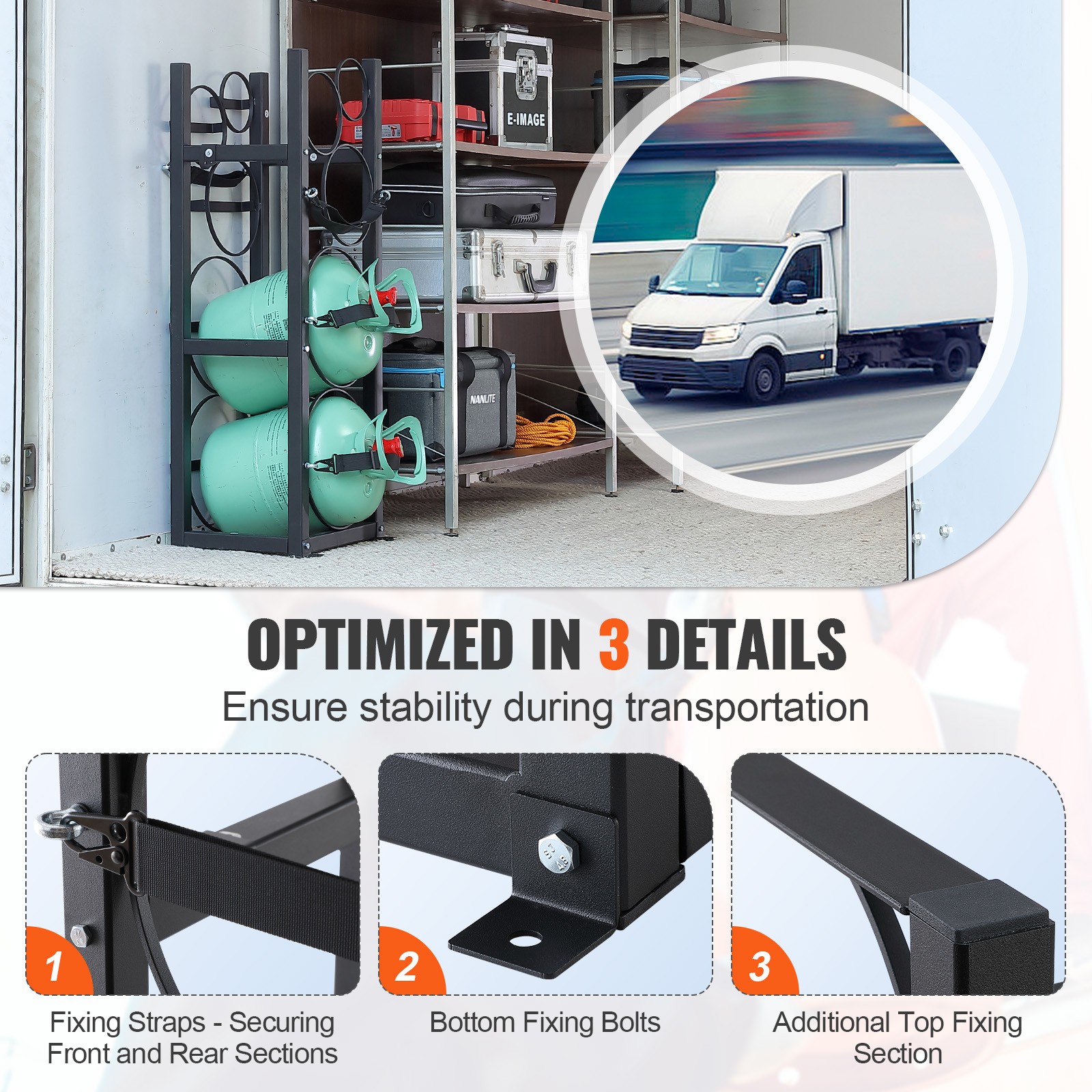 VEVOR Refrigerant Tank Rack 2 x 30lbs and 3 Small Tanks Cylinder Tank Rack