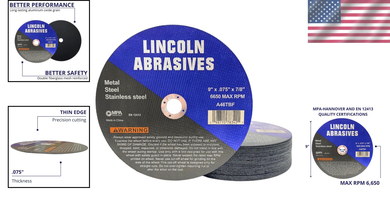 25-Pack 9″ Cut-Off Wheels – Metal & Stainless Steel