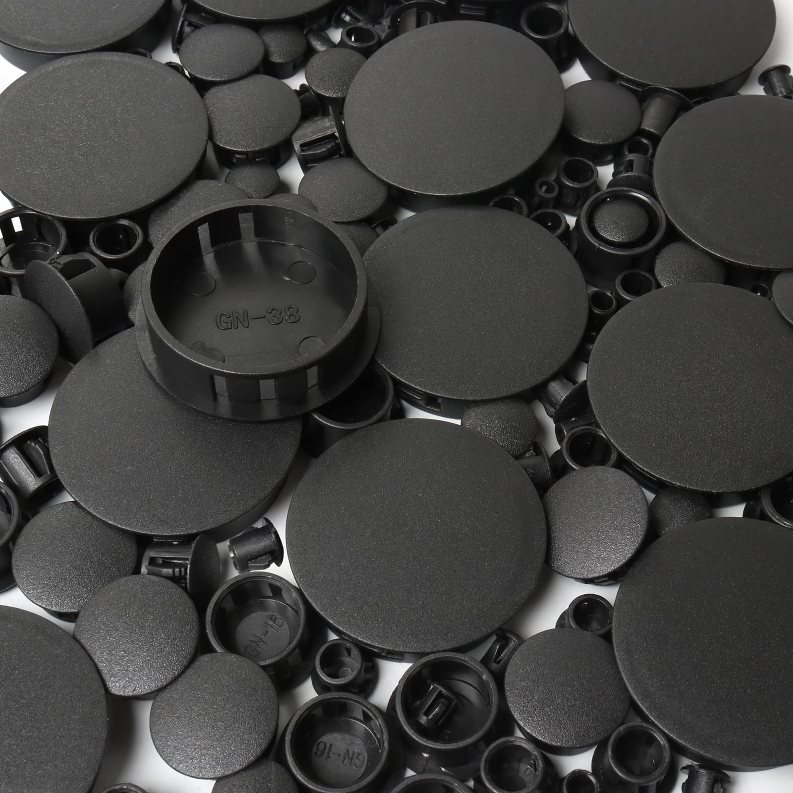 320Pcs 8 Sizes Black Plugs Hole Plastic Round Plugs,