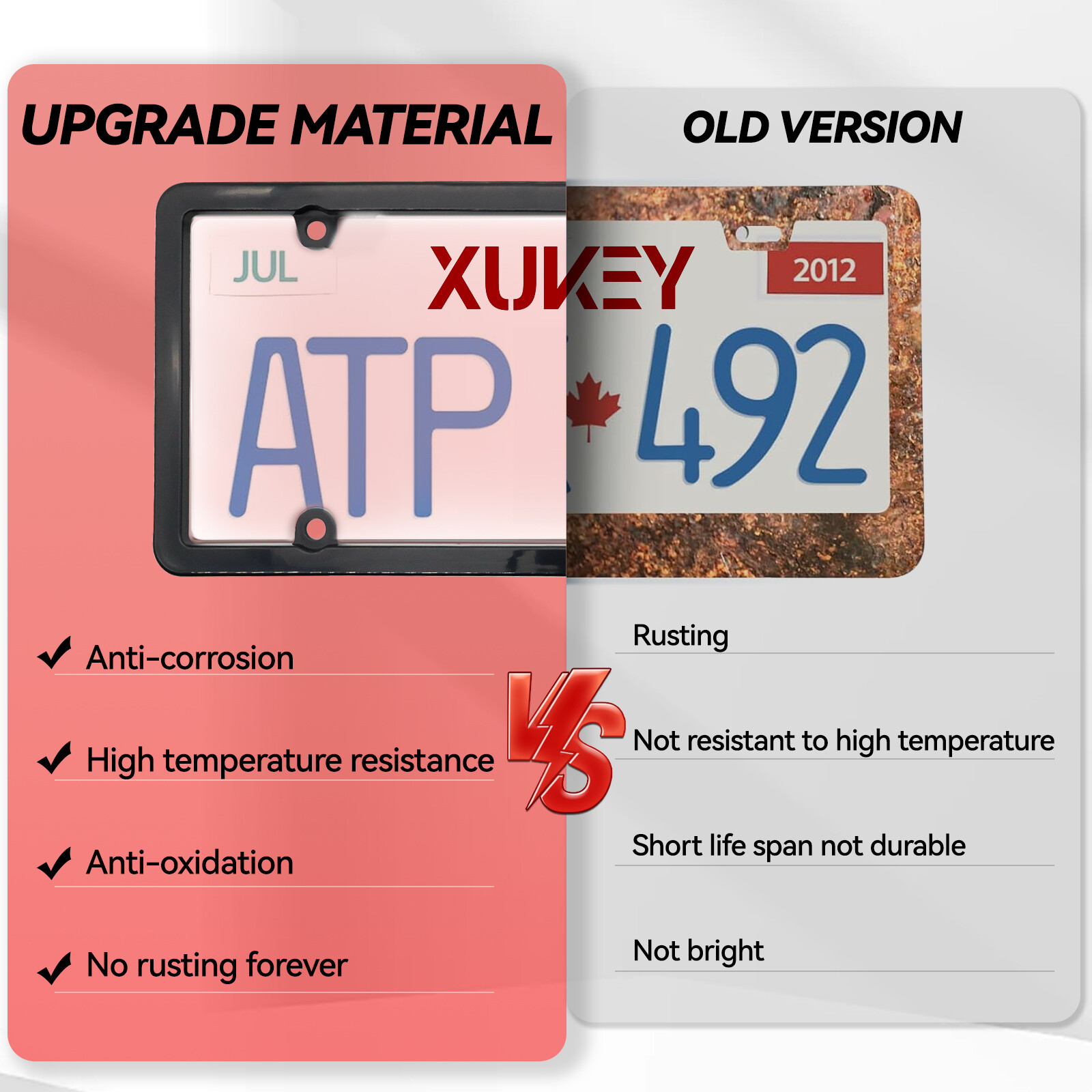 2X Unbreakable License Plate Covers+Frames Auto Tag Shield Protector Front Rear