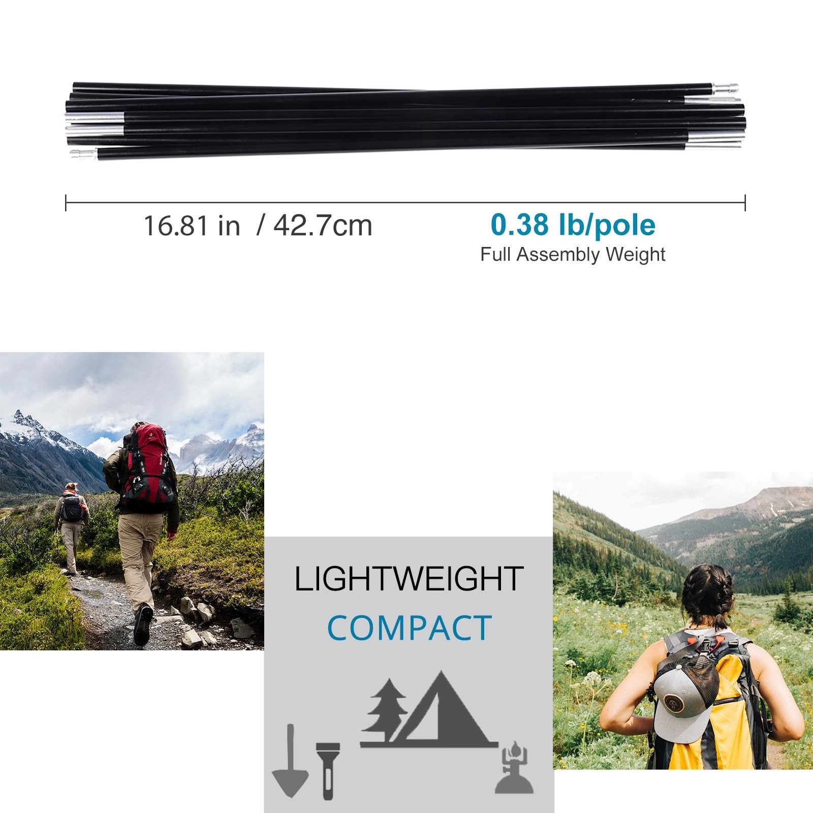 Aluminum Tent Poles Replacement Lightweight Repair Kit 7001 T6 Heated Alloy
