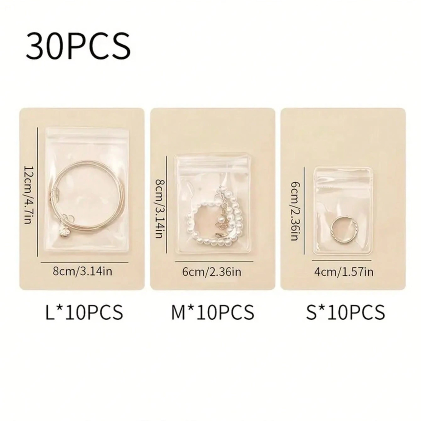 Transparent Jewelry Zipper Bags Rustproof Self-Sealing Waterproof Plastic Pouch