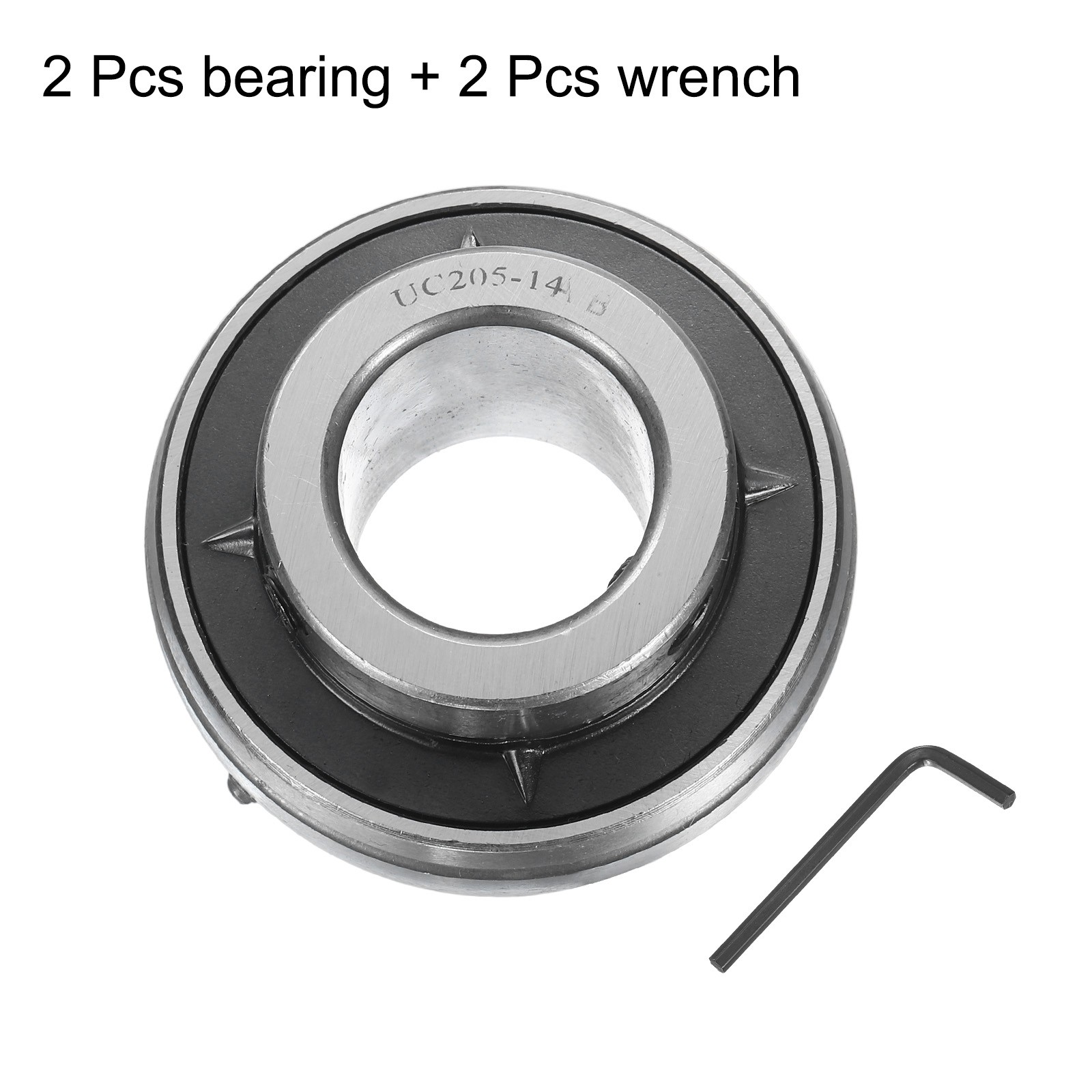 2pcs Ball Bearing Insert Chrome Steel Gcr15 UC205-14 Bore 7/8″ Set Screws
