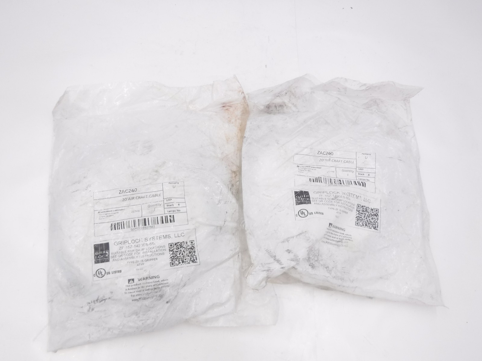 2 Pack Grip Lock Systems 20’L 217YRX Wire Hanger Air Craft Cables ZAC240