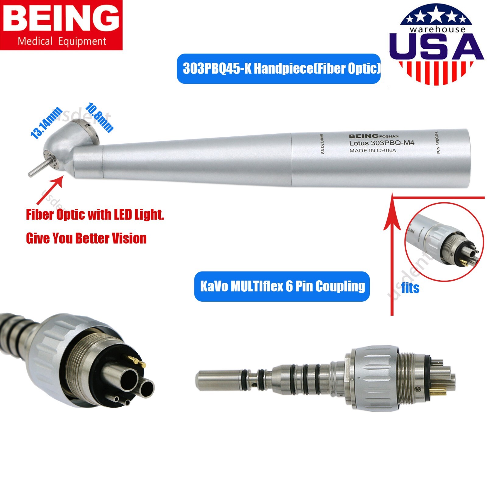 BEING Dental 45 degree Surgical Handpiece Fiber Optic Turbine For KaVo MULTIflex